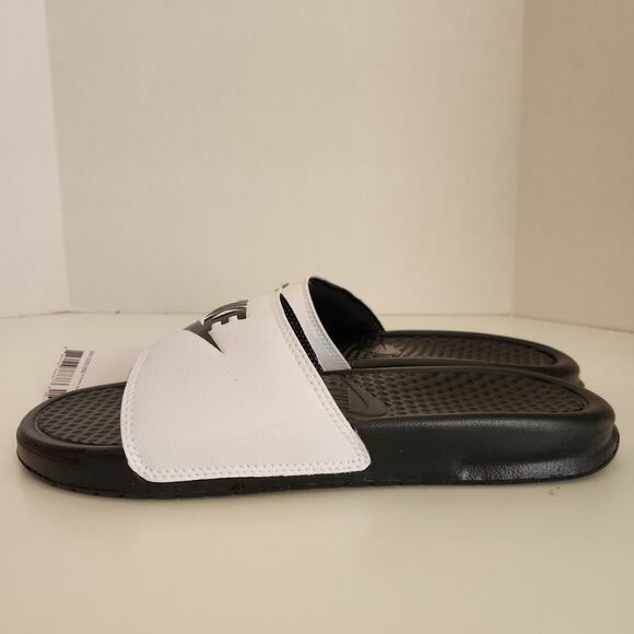 Nike Unisex Benassi JDI Sport Sandal, White/Black/Black, 7 US Men